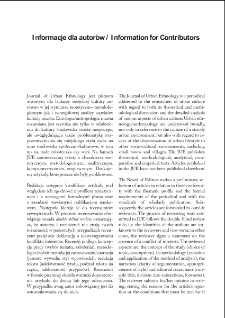Informacje dla autor&oacute;w / Information for Contributors