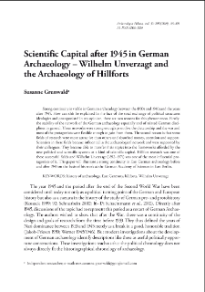 Scientific Capital after 1945 in German Archaeology &ndash; Wilhelm Unverzagt and the Archaeology of Hillforts