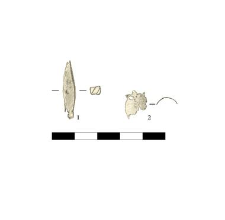 arrowhead, iron, two fragments