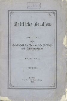 Baltische Studien. Neue Folge Bd. 20 (1917)