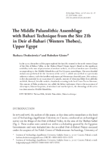 The Middle Palaeolithic Assemblage with Bahari Technique from the Site 21b in Deir el‑Bahari (Western Thebes), Upper Egypt