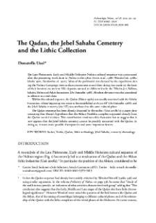 The Qadan, the Jebel Sahaba Cemetery and the Lithic Collection