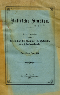 Baltische Studien. Neue Folge Bd. 22 (1919)
