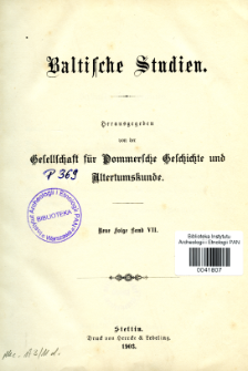 Baltische Studien. Neue Folge Bd. 7 (1903)