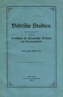 Baltische Studien. Neue Folge Bd. 29 (1927)