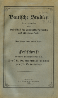 Baltische Studien. Neue Folge Bd. 33, z. 1 (1931)