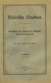 Baltische Studien. Neue Folge Bd. 33, z. 2 (1931)