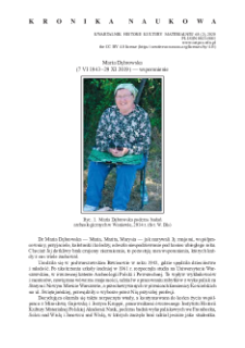 Maria Dąbrowska (7 VI 1943 &ndash; 29 XI 2019) &mdash; wspomnienie