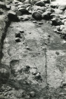 Contour of the graves 3-88 and 4-88, the foundation wall stones of collegiate's apse