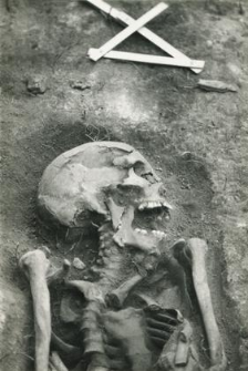 Grób 2-88, pochówek - szkielet, we wkopie grobowym, górna część