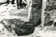 Wooden church - chancel, section fragment, during field work