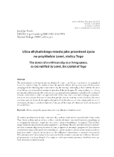 Ulica afrykańskiego miasta jako przestrzeń życia na przykładzie Lom&eacute;, stolicy Togo