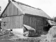 A half-timbered barn