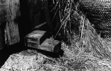 A half-timbered barn