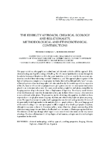 The Edibility Approach, Chemical Ecology and Relationality. Methodological and Ethnobotanical Contributions