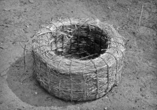 A straw container for laying eggs