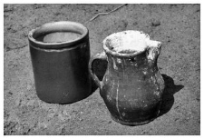 A jug for a sour soup and a pot for a milk