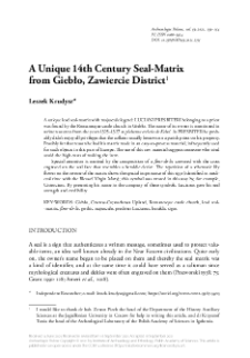 A Unique 14th Century Seal Matrix from Giebło, Zawiercie District