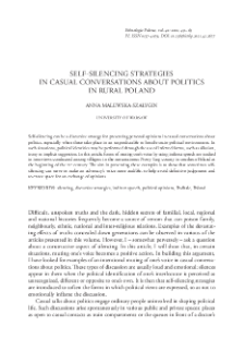Self-Silencing Strategies in Casual Conversations about Politics in Rural Poland