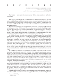 Paul Gulden &mdash; mint master of sixteenth-century Tallinn. Some remarks on the book of Ivar Leimus : [recenzja]