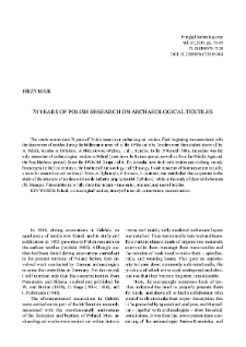 70 years of Polish research on archaeological textiles