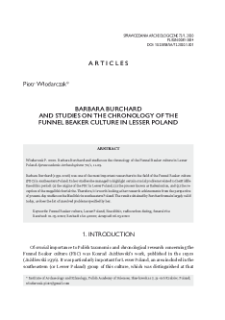 Barbara Burchard and studies on the chronology of the Funnel Beaker culture in Lesser Poland