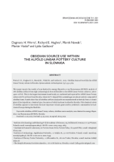 Obsidian Source Use within the Alf&ouml;ld Linear Pottery culture in Slovakia