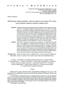 Mechanizmy poboru podatk&oacute;w nadzwyczajnych na początku XVI w. na przykładzie kaliskich rejestr&oacute;w poborowych