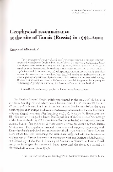 Geophysical reconnaisance at the site of Tanais (Russia) in 1993-2003
