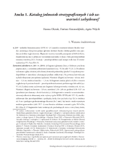 Aneks 1. Katalog jednostek stratygraficznych i ich zawartości zabytkowej
