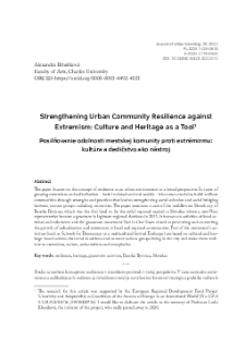 Strengthening Urban Community Resilience against Extremism: Culture and Heritage as a Tool