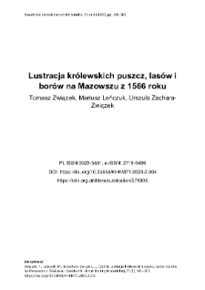 Lustracja kr&oacute;lewskich puszcz, las&oacute;w i bor&oacute;w na Mazowszu z 1566 roku