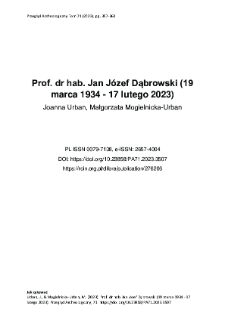 Prof. dr hab. Jan Józef Dąbrowski (19 marca 1934 - 17 lutego 2023)