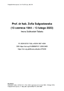 Prof. dr hab. Zofia Sulgostowska (13 czerwca 1944 &ndash; 13 lutego 2023)
