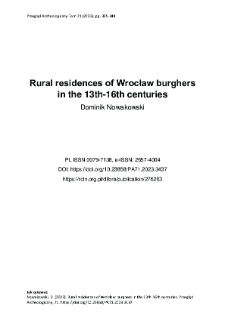Rural residences of Wrocław burghers in the 13th-16th centuries