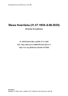 Sława Nowińska (21.07.1939&ndash;6.09.2023)