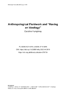 Anthropological Fieldwork and “Having an Ideology”
