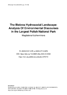 The Biebrza Hydrosocial Landscape: Analysis Of Environmental Discourses in the Largest Polish National Park