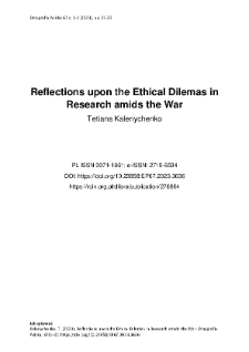 Reflections upon the Ethical Dilemas in Research amids the War