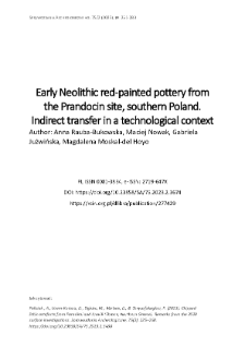 Early Neolithic red-painted pottery from the Prandocin site, southern Poland. Indirect transfer in a technological context