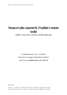 Muzeum jako czasownik. Przykład z miasta Łodzi