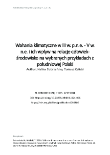 Wahania klimatyczne w III w. p.n.e. - V w. n.e. i ich wpływ na relacje człowiek-środowisko na wybranych przykładach z południowej Polski
