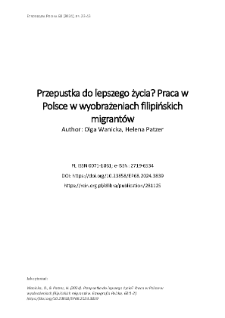 Przepustka do lepszego życia? Praca w Polsce w wyobrażeniach filipińskich migrant&oacute;w