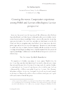 Crossing the waves. Cooperation experience among Polish and Latvian ethnologists : Latvian perspective