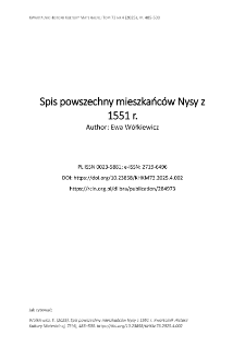 Spis powszechny mieszkańc&oacute;w Nysy z 1551 r.