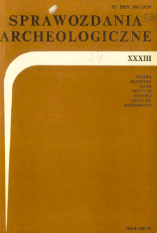 Sprawozdania Archeologiczne T. 33 (1982), Spis treści