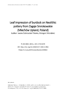 Leaf impression of burdock on Neolithic pottery from Zagaje Smrokowskie (Miech&oacute;w Upland, Poland)
