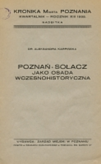 Poznań-Sołacz jako osada wczesnohistoryczna : (komunikat tymczasowy)