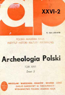 Archeologia Polski T. 26 (1982) Z. 2, Spis treści