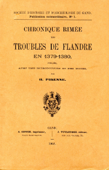 Chronique rimée des troubles de Flandre en 1379-1380